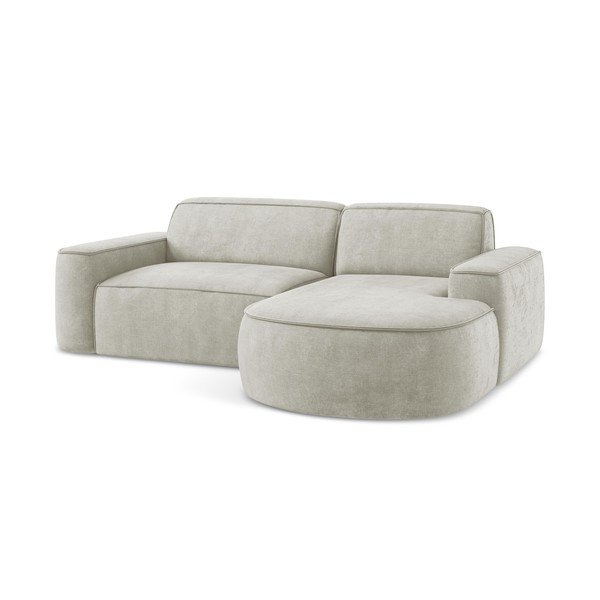 Krēmkrāsas stūra dīvāns no šenila auduma (ar labo stūri/ar zvilni) Omao – Makamii-image-4