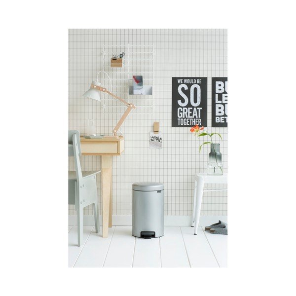 Metāliska pedāļu tvertne pelēkā krāsā Brabantia Newicon, 12 l-image-1