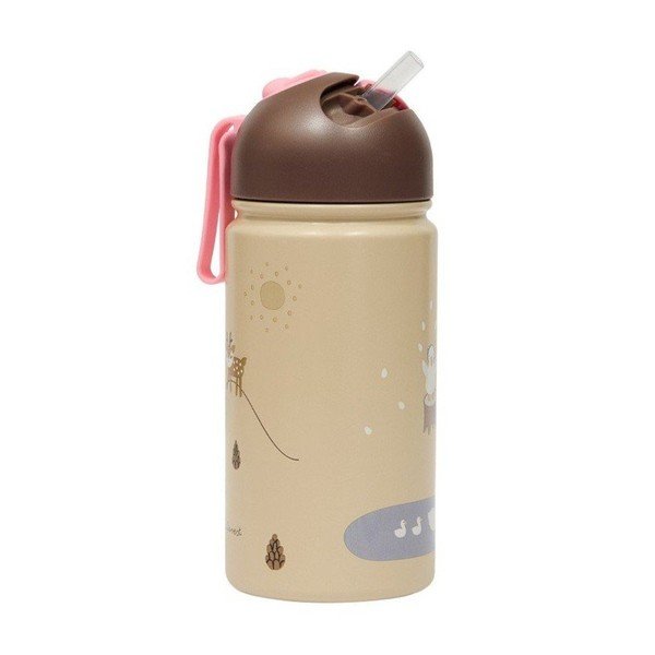 Gaiši brūna alumīnija bērnu pudele 360 ml Friends in the Forest – OYOY Mini