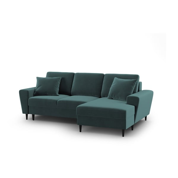 Zaļganzils samta salokāms stūra dīvāns ar uzglabāšanas vietu (ar labo stūri/ar zvilni) Kyoto – Cosmopolitan Design-image-1