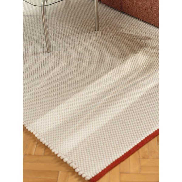 Sarkans/bēšs ar rokām darināts vilnas paklājs 140x200 cm Lenu – noo.ma-image-3