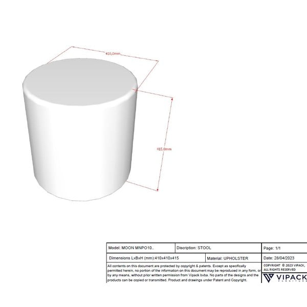 Gaiši pelēks bērnu pufs no buklē auduma MOON – Vipack-image-3