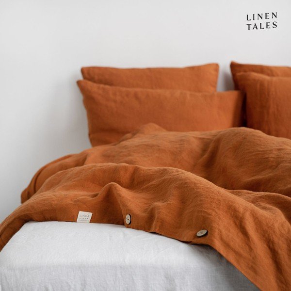 Ķieģeļu sarkana lina gultas veļa divvietīgai gultai 200x220 cm – Linen Tales-image-2