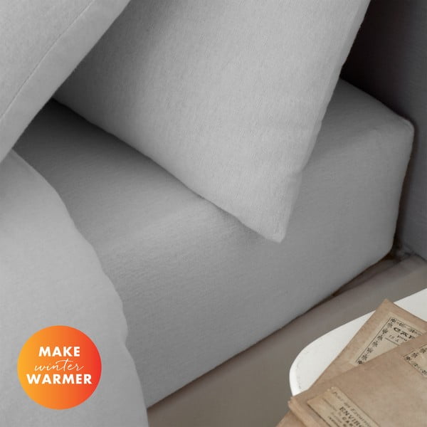 Pelēks flaneļa palags ar gumiju 150x200 cm Brushed – Catherine Lansfield-image-4