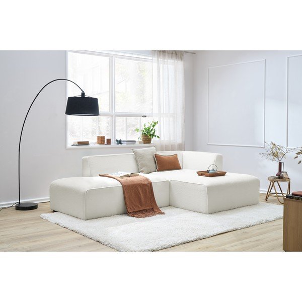 Balts modulārais stūra dīvāns no buklē auduma (ar labo stūri/L veida) Megeve – Bobochic Paris-image-1