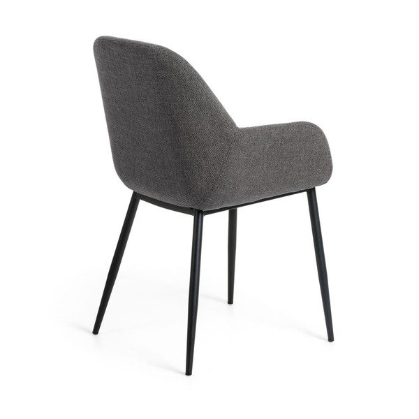 Antracīta pelēks polsterēts ēdamistabas krēsls Konna – Kave Home-image-3