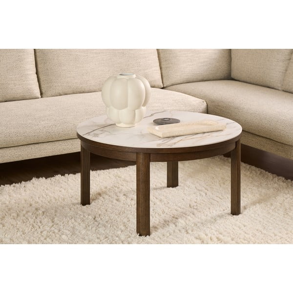 Bēšs/tumši brūns apaļš žurnālgaldiņš ar keramikas virsmu ø 90 cm Southampton – Actona-image-1