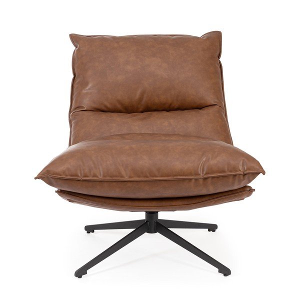 Konjakbrūns atpūtas krēsls ar uzglabāšanas vietu no ādas imitācijas Alanez – Bizzotto-image-2