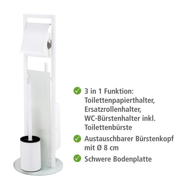 Balts nerūsējošā tērauda tualetes papīra turētājs ar statīvu Ravina – Wenko-image-2