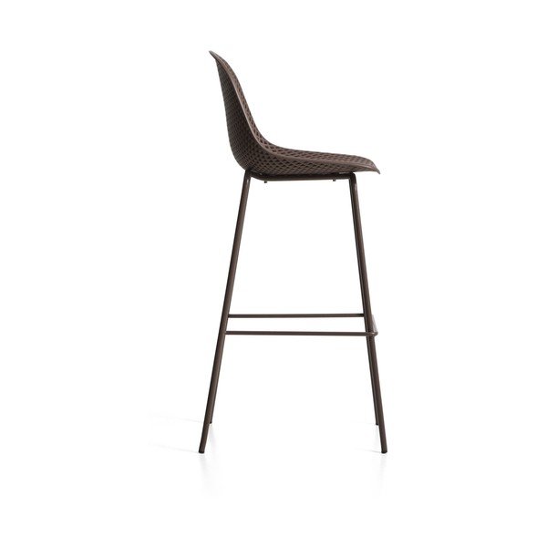Brūns metāla/plastmasas dārza bāra krēsls Quinby – Kave Home-image-4