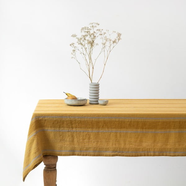 Lina galdauts 140x140 cm Amber Bronze Stripes – Linen Tales