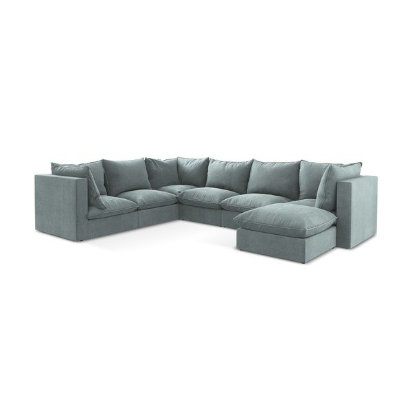 Zils stūra dīvāns (ar kreiso stūri/U veida) Manao – Makamii