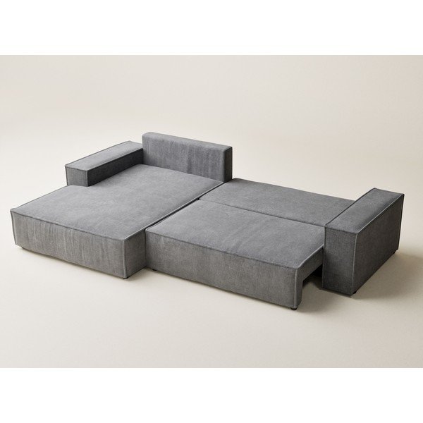 Pelēks salokāms stūra dīvāns no šenila auduma ar uzglabāšanas vietu (ar kreiso stūri/ar zvilni) Maze – Maison de Rêve-image-4
