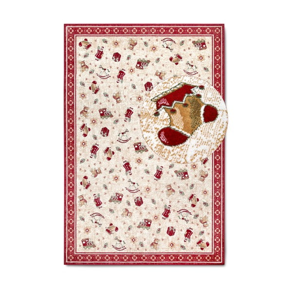 Sarkans paklājs ar Ziemassvētku motīvu no kokvilnas maisījuma 160x230 cm Toy's Delight Red Christmas – Villeroy&Boch