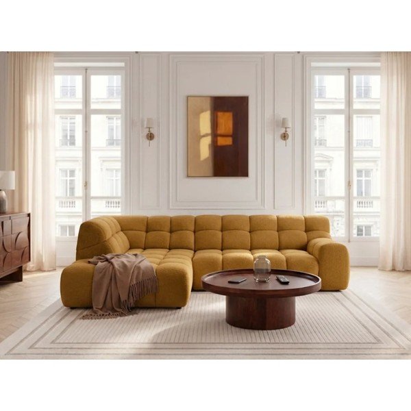 Dzeltens salokāms/su elektriniu sėdynės reguliavimu stūra dīvāns (ar kreiso stūri/L veida) Andre – Bobochic Paris-image-2