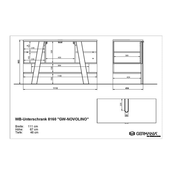 Balts skapītis zem izlietnes ar ozolkoka imitāciju 111x67 cm Novolino – Germania-image-4