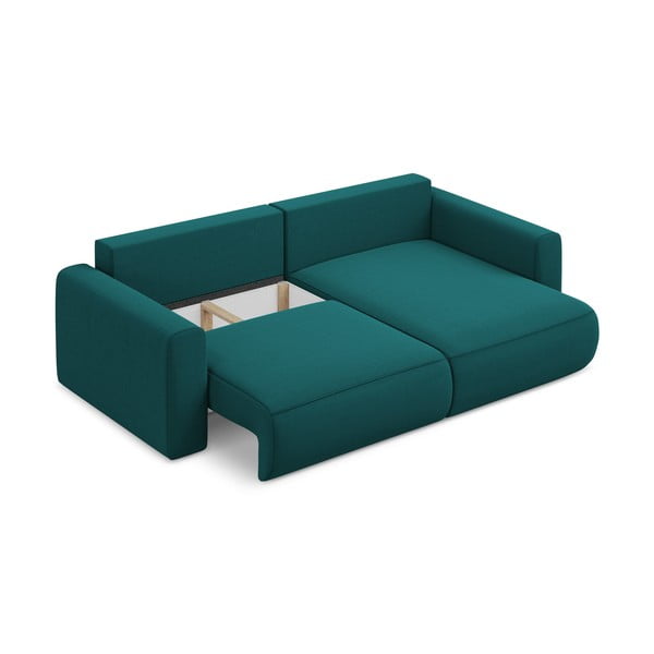 Tirkīzzils samta salokāms/ar uzglabāšanas vietu stūra dīvāns (ar labo stūri/ar zvilni) Kapua – Makamii-image-4