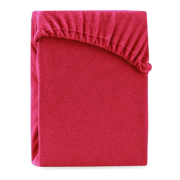 AmeliaHome Rubīna bordo sarkanā elastīgā pārklājiņa divguļamai gultai, 200-220 x 200 cm