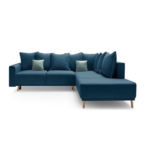 Tumši zils dīvāns Bobochic Paris Mola, labais stūris
