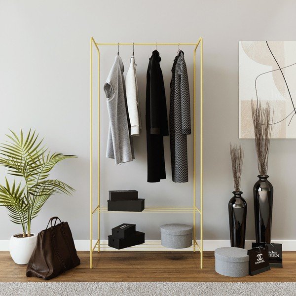 Zelta krāsas metāla drēbju pakaramais statīvs Frankenthal – Kalune Design-image-2