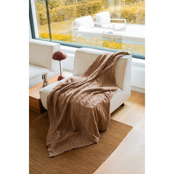 Brūns mikroplīša pleds 130x170 cm Aspen – Tiseco Home Studio-image-1