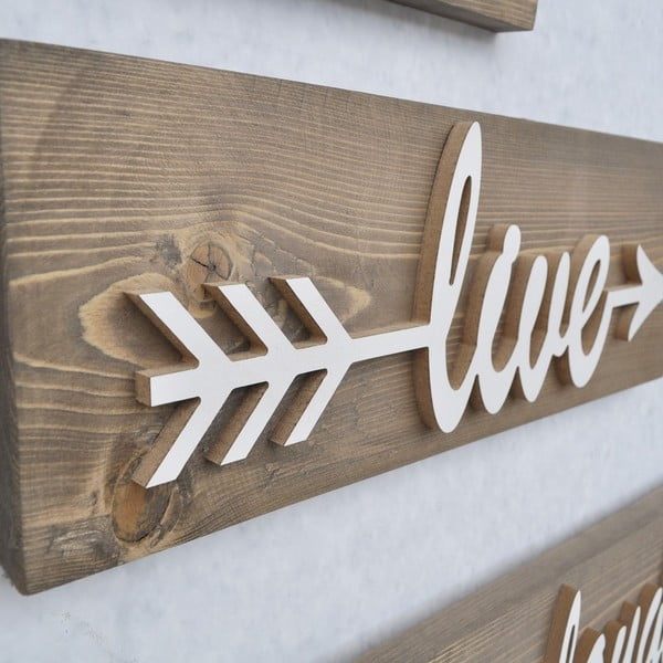 3 koka sienas dekoru komplekts White Love-image-2