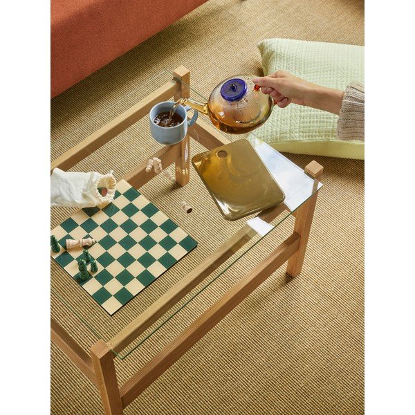 Dabīga toņa žurnālgaldiņš ar stikla galda virsmu 52x66 cm Ledge – Hübsch-image-2