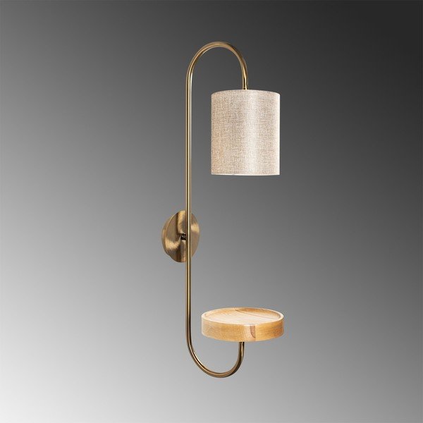 Metāla sienas lampa zelta krāsā ar krēmkrāsas abažūru Opviq lights Marylena-image-1
