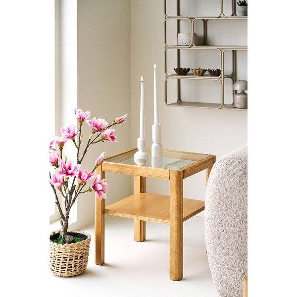 Sānu galdiņš ar stikla galda virsmu 40x40 cm Lourmarin – House Nordic-image-1