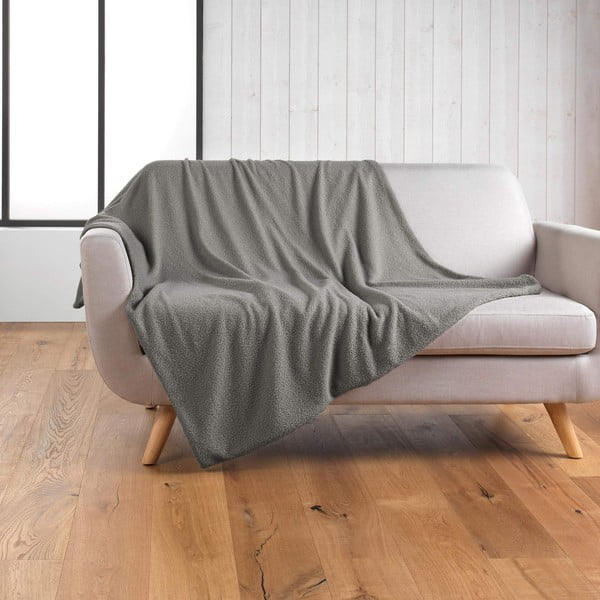 Pelēks flīsa pleds 180x220 cm Curly Wooly – douceur d'intérieur-image-2