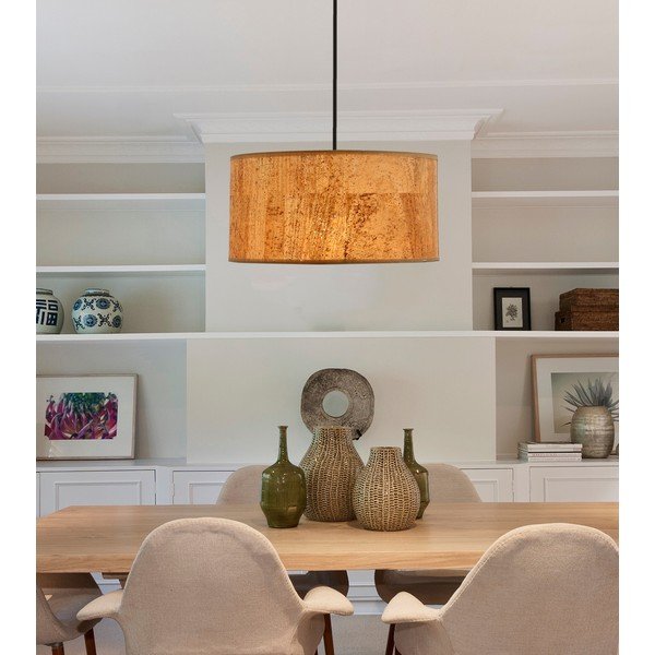 Konjakbrūna piekaramā lampa ar auduma abažūru ø 30 cm Ecoline – Candellux Lighting-image-1
