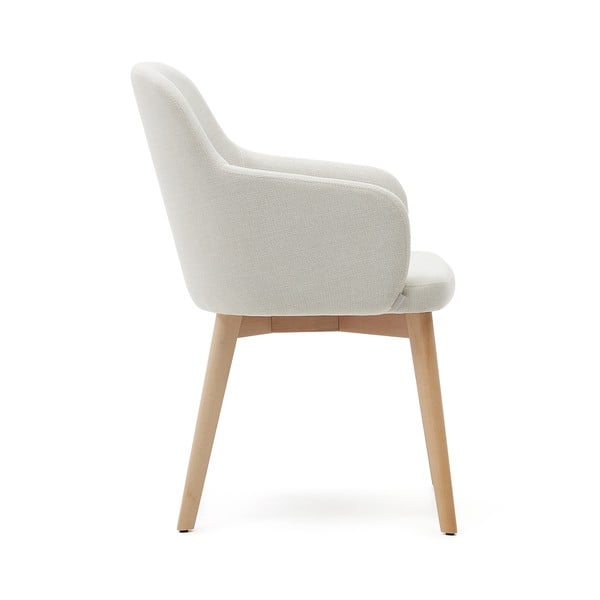 Krēmkrāsas polsterēts ēdamistabas krēsls ar roku balstiem Nelida – Kave Home-image-3