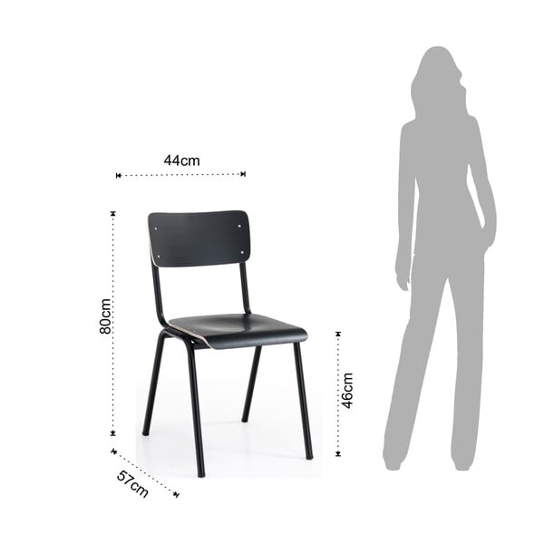 Melni ēdamistabas krēsli (2 gab.) Old School – Tomasucci-image-4