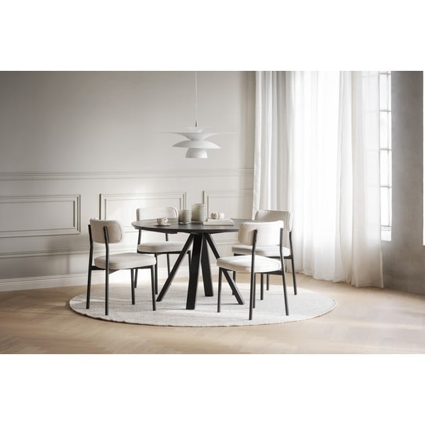 Melns apaļš ēdamgalds ar ozola masīvkoka galda virsmu ø 130 cm Carradale – Rowico-image-4