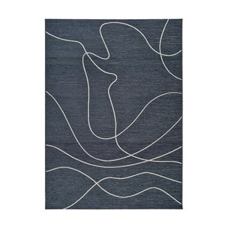Tumši zils āra paklājs ar kokvilnas maisījumu Universal Doodle, 154 x 230 cm