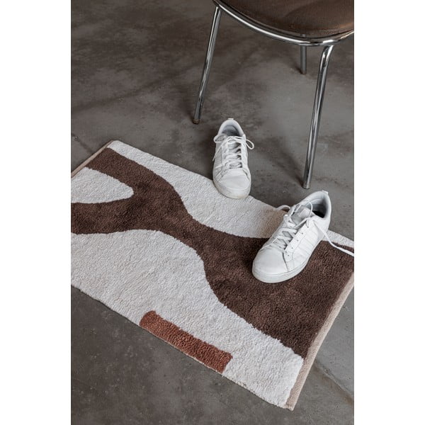 Balts/brūns mazgājams kokvilnas paklājs 50x80 cm Figura – Mette Ditmer Denmark-image-2