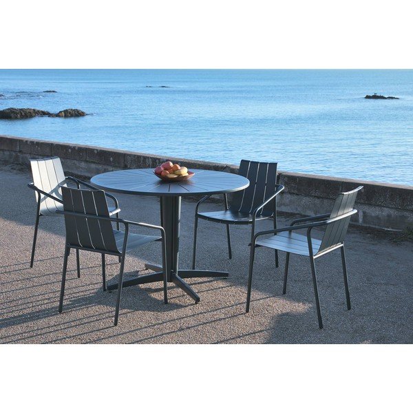 Alumīnija apaļš dārza ēdamgalds ø 110 cm Fleole – Ezeis-image-2