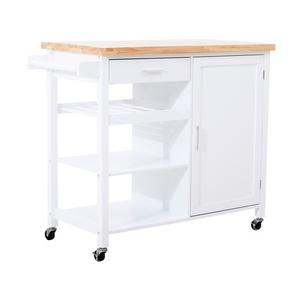 Gumijkoka masīvkoka servēšanas galdiņš uz riteņiem 48x105 cm Frankfurt – Premier Housewares