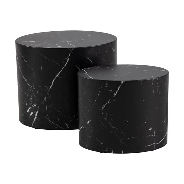 Melni kafijas galdiņi ar marmora imitāciju (2 gab.) 48x33 cm Mice – Actona