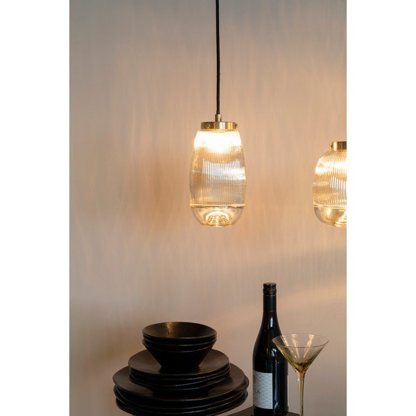 Piekaramā lampa zelta krāsā ar stikla abažūru ø 12 cm Robin – White Label-image-3