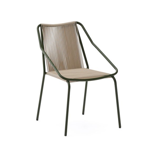 Tumši zaļš/bēšs metāla dārza krēsls Zivia – Kave Home