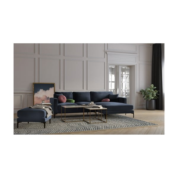 Melni zils samta kāju soliņš Kooko Home Harmony-image-3