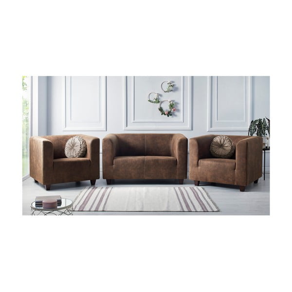 Bobochic Paris Django Preston 2 dīvānu un 2 krēslu komplekts brūnā krāsā