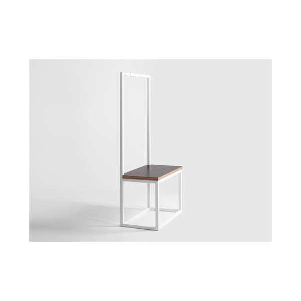 Balts mēteļu statīvs ar soliņu CustomForm Next, platums 75 cm-image-2