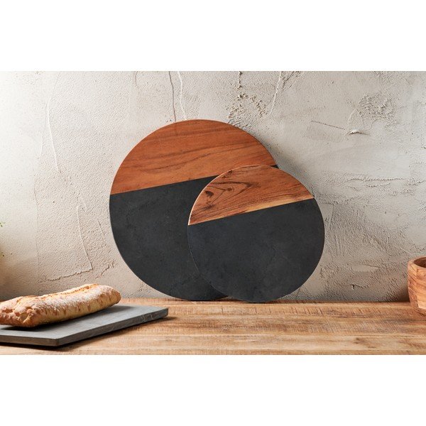 Griešanas dēlītis no slānekļa un akācijas koka Nkuku Fala, ø 40 cm-image-3