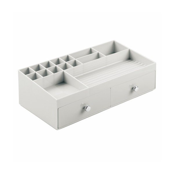 Balts organizators ar 2 atvilktnēm InterDesign Cosmetic Plus-image-3