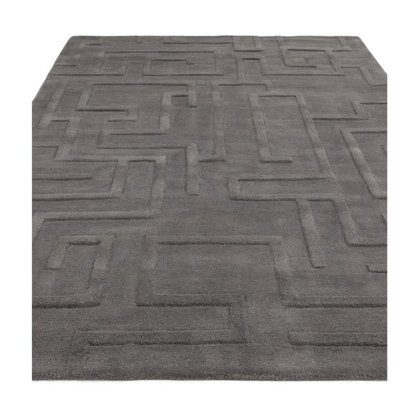 Antracīta pelēks vilnas paklājs 160x230 cm Maze – Asiatic Carpets-image-3