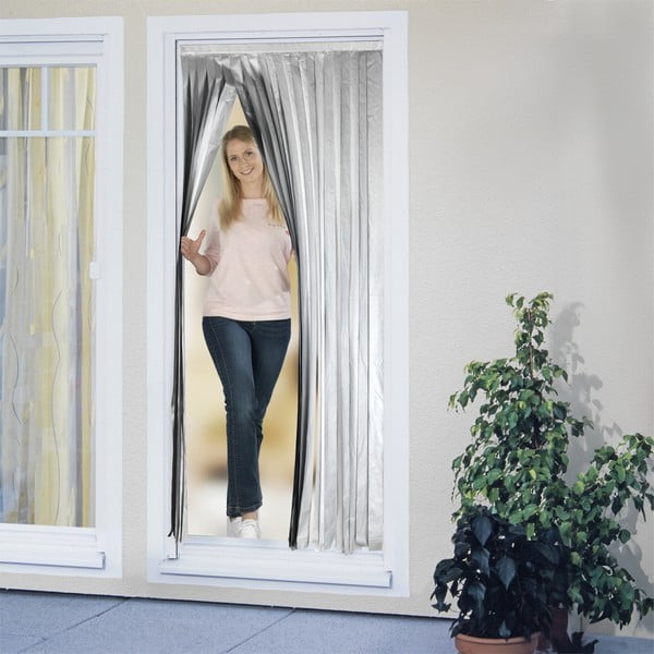 Melns/sudraba krāsas siltumizolējošs aizkars durvīm 90x200 cm – Maximex-image-3