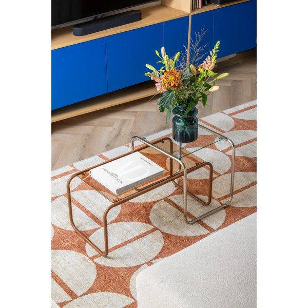 Zaļš žurnālgaldiņš ar stikla galda virsmu 40x80 cm Ventana – Leitmotiv-image-1