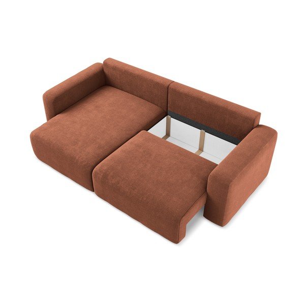 Terakotas oranžs salokāms stūra dīvāns no šenila auduma ar uzglabāšanas vietu (ar kreiso stūri/ar zvilni) Kona – Makamii-image-4